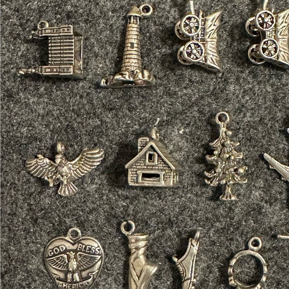 925 Sterling Silver Charm Set. Jewelry making. Heart Ballet Shoe 3D House Flag. - Picture 3 of 13